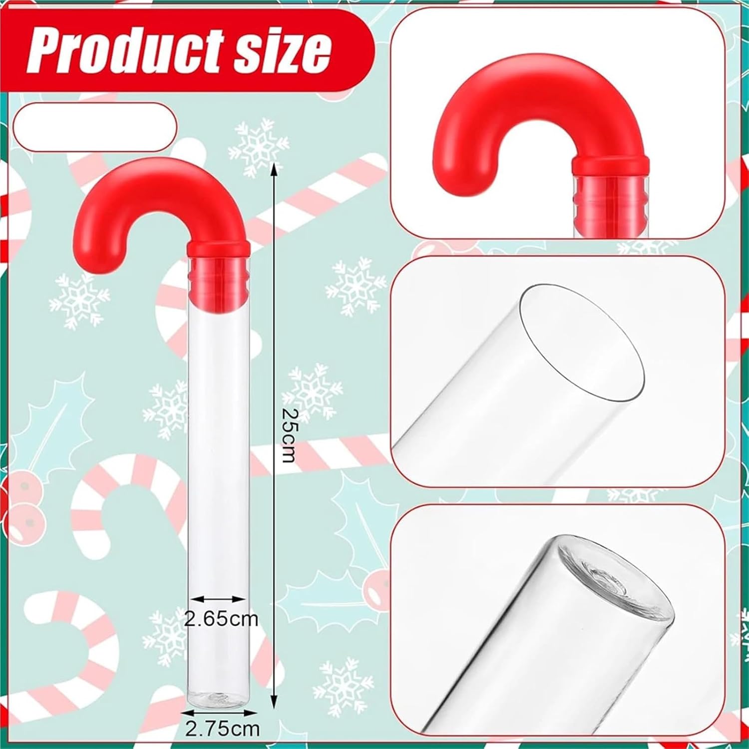 Candy Tubes 48 Pcs Christmas Candy Tubes Plastic Containers Clear with Red Topper Party Supplies Filled Holiday
