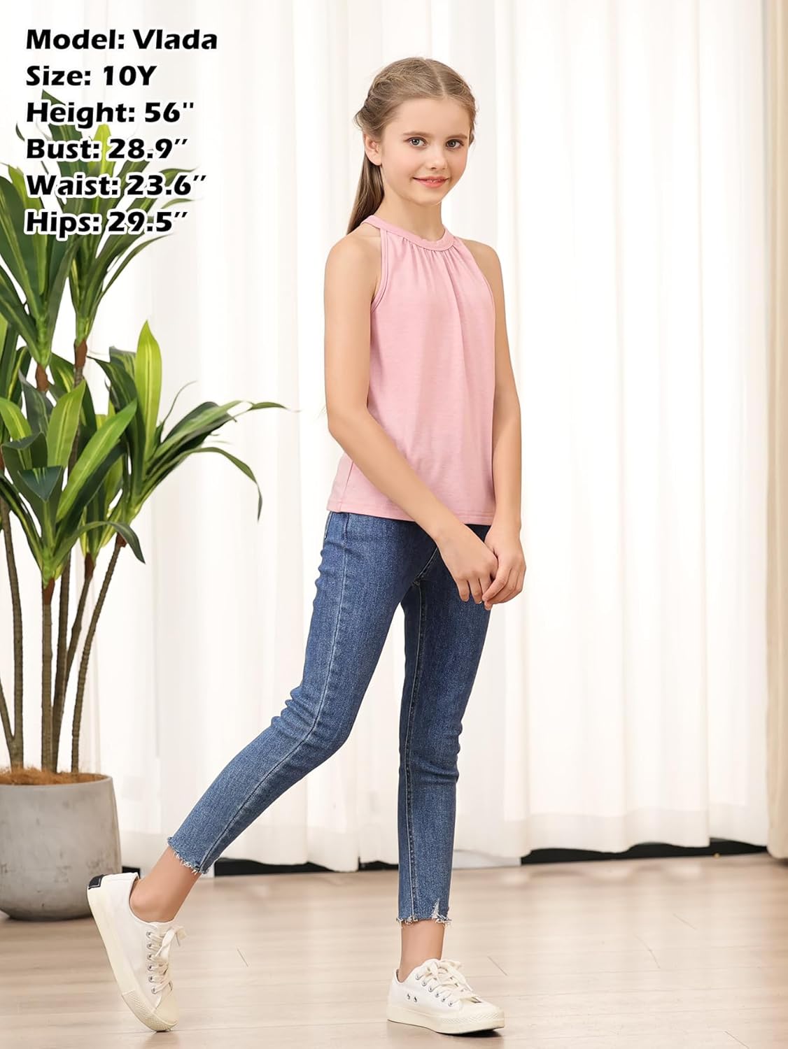 GORLYA 2 Pack Girls Halter Neck Summer Sleeveless Shirt Multipacks Casual Curvy Tank Tops for 6-14Y - Image 5