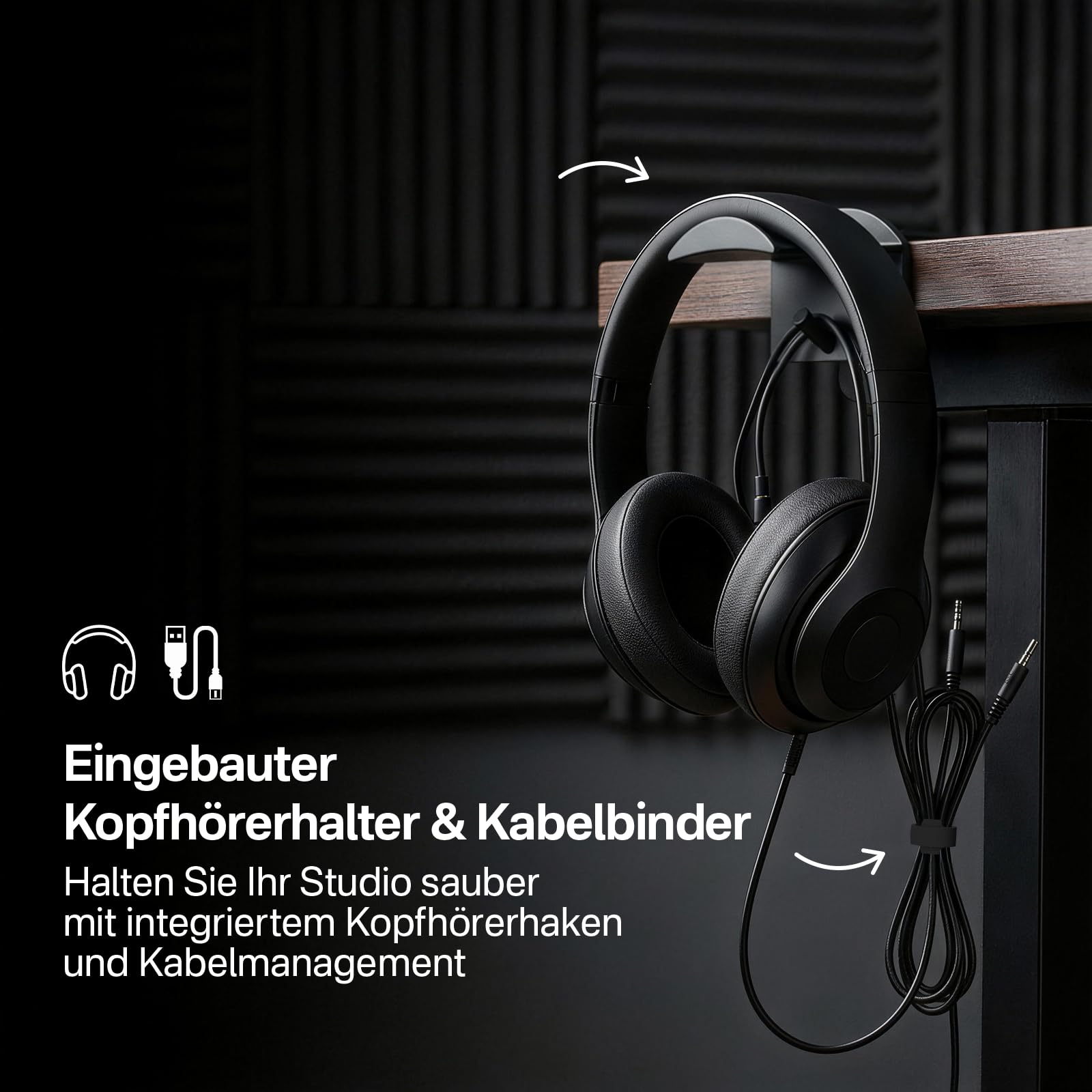 Paar Tischlautsprecherständer für Edifier, KRK, Klipsch, Polk, Sony und weitere Regallautsprecher, höhenverstellbar, neig- und schwenkbar, Studiomonitorständer für PreSonus, JBL Wr Kopfhörerhalter