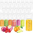 54 Pcs Small Ginger Shot Bottles with Lids Plastic Reusable Clear Shot Containers with Scale for Juicing Smoothies Milk Coffee and Drinks with 3 Labels 6 Funnels and 1 Pen (White,2 oz)