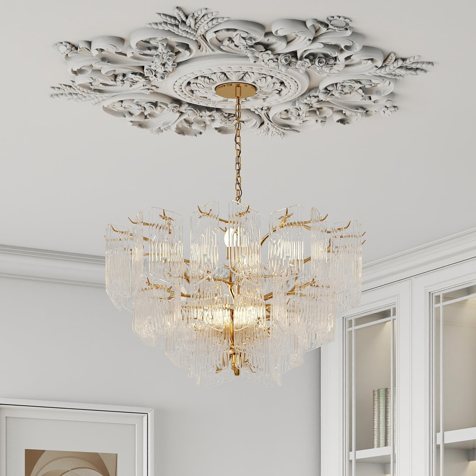 Nuanchu 28'' Large PU Ceiling Medallion for Chandelier Light Fixtures — Amazon image 8