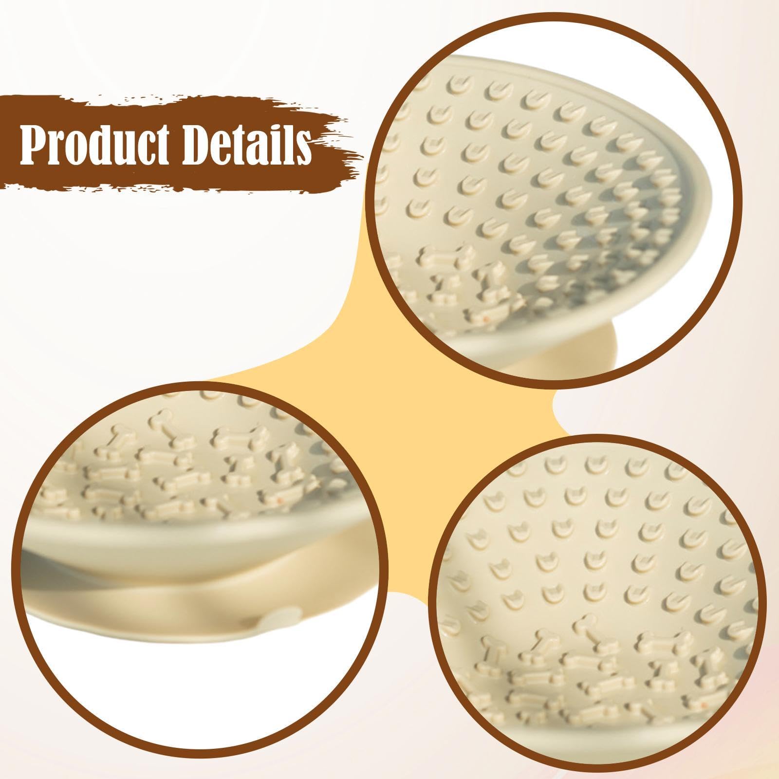 F Fityle Gamelle Chien Gamelle Léchage Chien Gamelle Anti Glouton Gamelle Distributeur Friandises Silicone Antidérapant Favorise Alimentation Lente Base Arrond, Beige