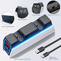 Vista 7 de PS5 Controller Charger Station Compatible with Playstation 5 Skin Edge & Dual Controller, 9 RGB LED Light PS5 Accessories Charging Station, PS5