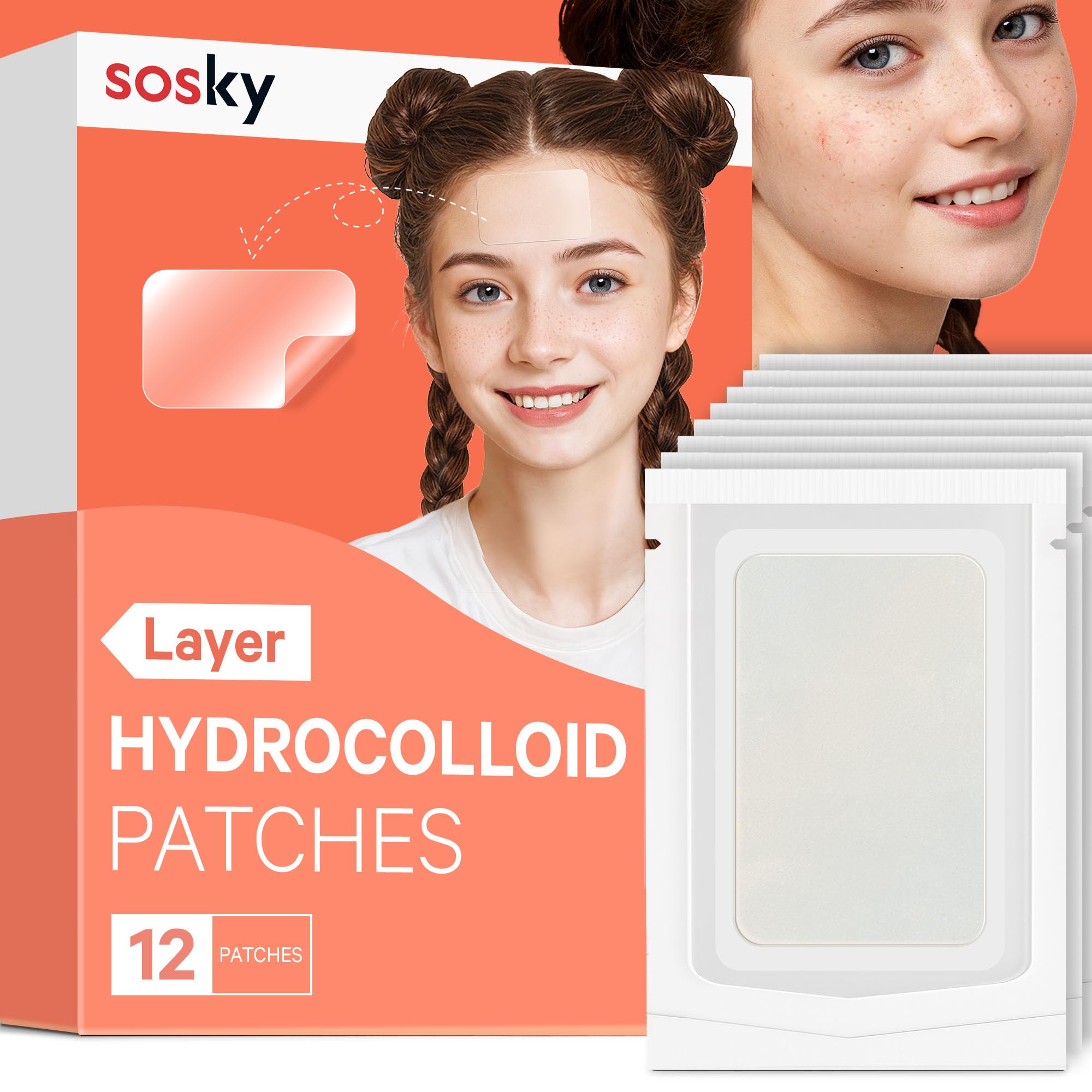 Sosky Large Pimple Patches XL Hydrocolloid Acne Patches for Face Body Cystic Pimple Zit Patch for Nose Chin