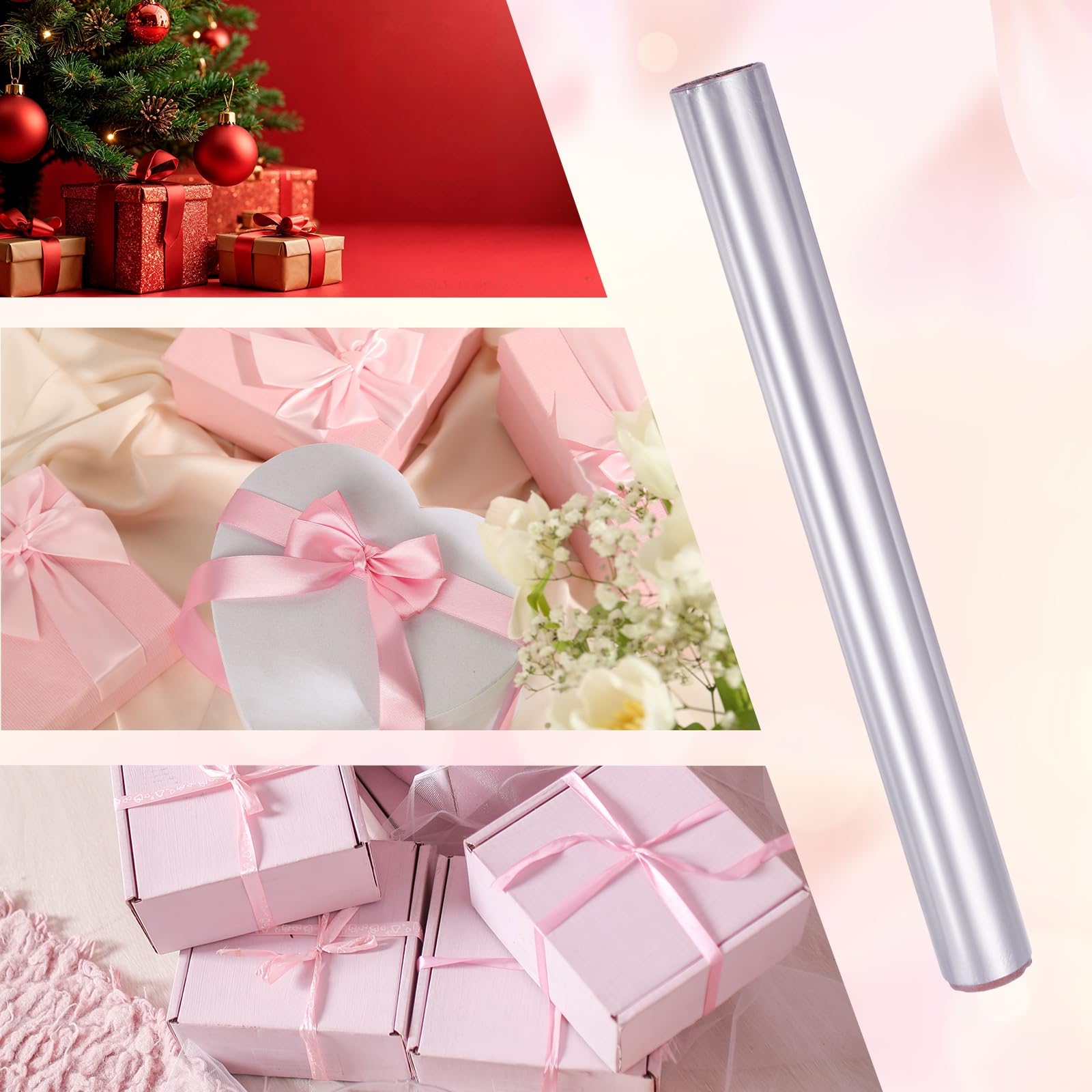 M METERXITY Confezione da 2 rotoli di carta da regalo floreale, 45 cm x 60 m, carta da regalo per matrimoni, compleanni, San Valentino, tea party, carta da regalo [rosa viola]