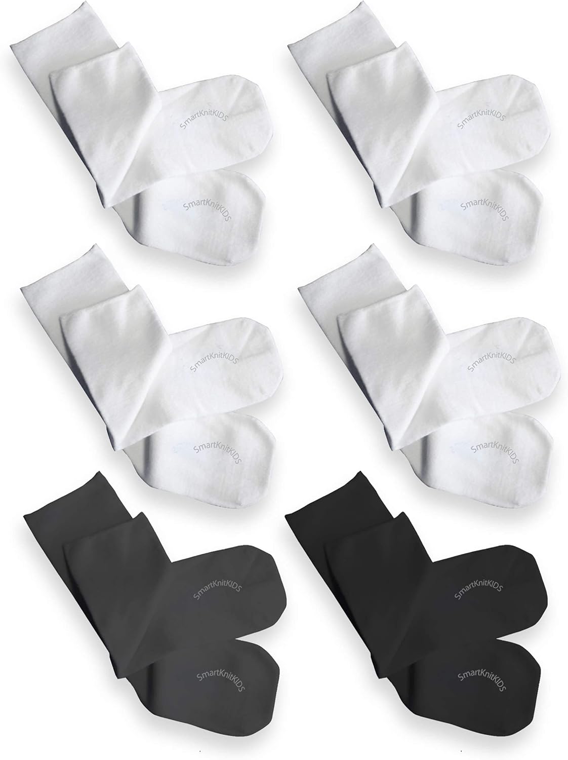 Seamless Sensitivity Socks - 6 Pack ((1)Black, (1)Charcoal & (4)White, Medium)
