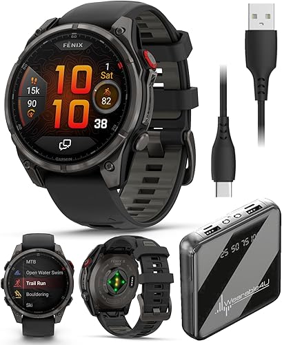 Wearable4U Garmin Fenix 8 Pro - Reloj inteligente multideporte GPS premium de 47mm AMOLED, tecnología inReach, zafiro, titanio DLC gris carbón con