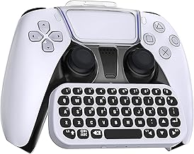 Keyboard for PS5 Wireless Controller, Mini Gamepad Accessories Bluetooth 3.0 Keyboard Full QWERTY Message Chatpad Controller Keypad for PS5 with Controller Clip Holder and Type-C Charging Cable