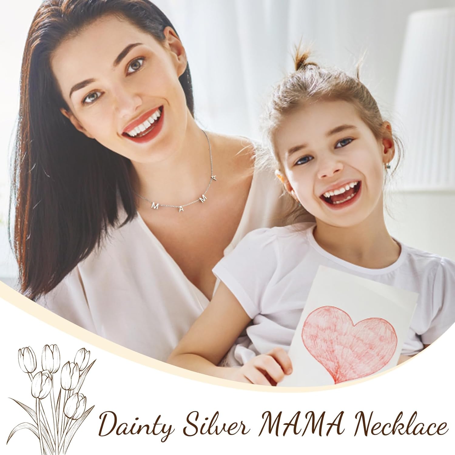 KSF Mama Mom Necklace for Women - 2Pcs 18K Gold Plated Mama Heart Necklaces Non Tarnish New Mom Gifts Gold Pendant Necklace Trendy Jewelry, Post Partum First Time Gift for Expecting Mom - Image 4