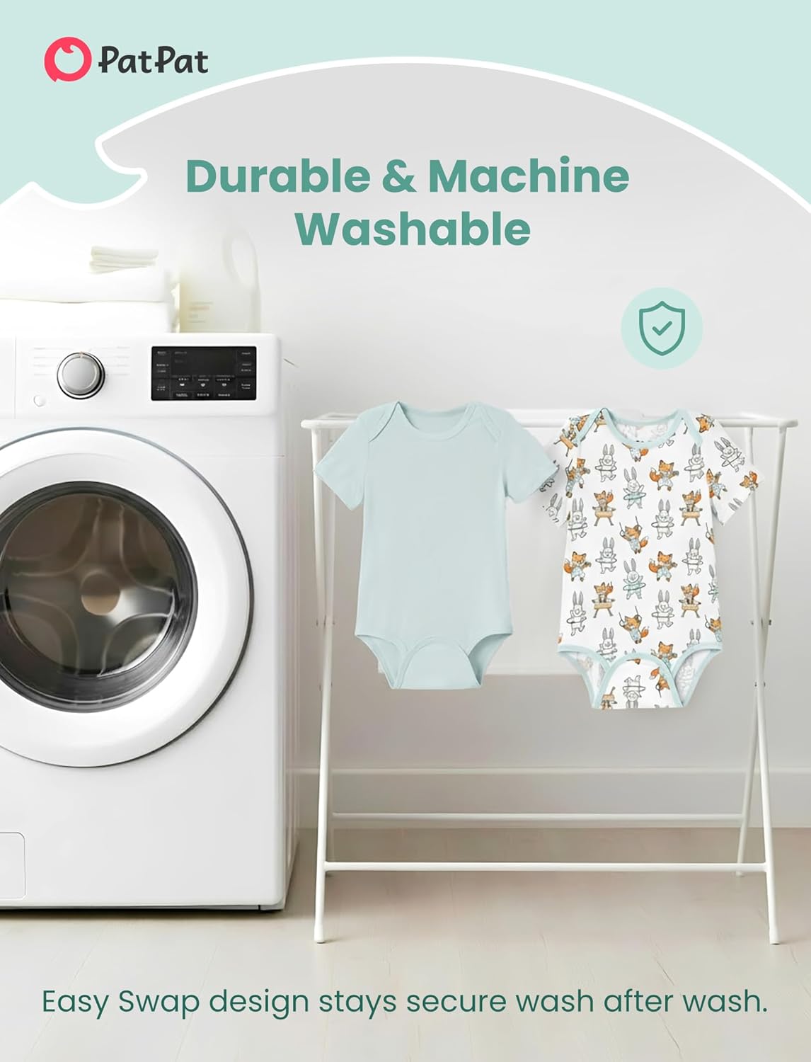 PATPAT Baby Snap Free/Snap Bodysuits Supersoft Bamboo Viscose - Short Sleeve Boys and Girls - Unisex Clothes 2 Pack