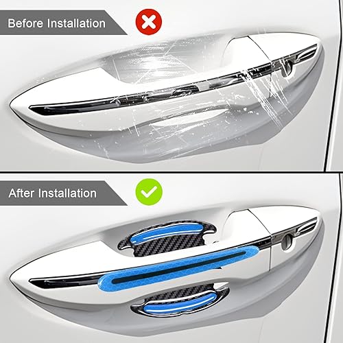 Miniatura 3 de 8 protectores 3D para manija de puerta de automóvil, calcomanías reflectantes a rayas antiarañazos, protector universal adecuado para automóviles,