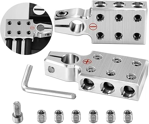 Abrazadera de terminales de batería de plomo-ácido calibre 6x20 AWG Conectores de 6 vías, positivo y negativo (+-) (par) para poste superior cónico