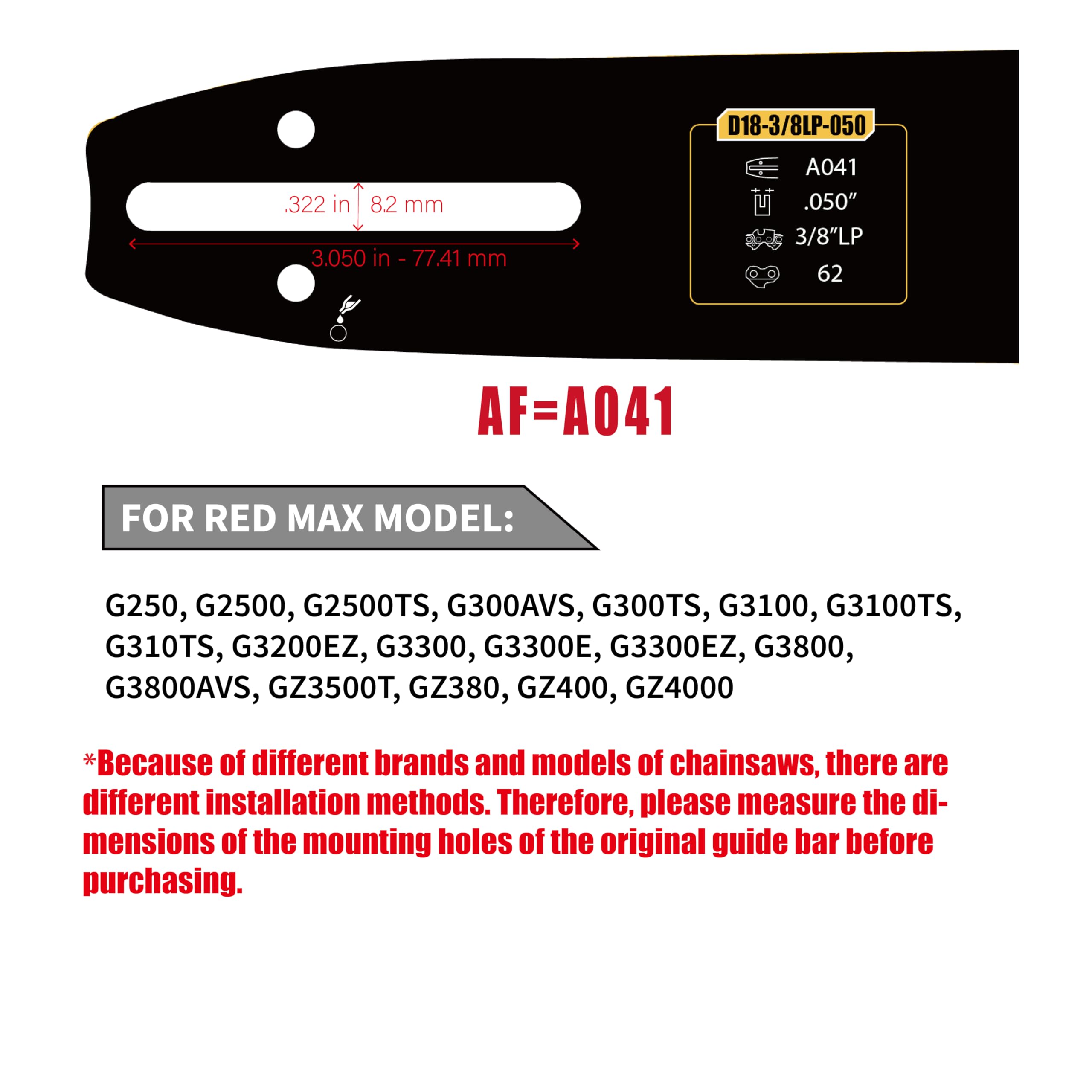 Amazon.com: 18 Inch Chainsaw Bar and Chain Combo Fit RED MAX G250