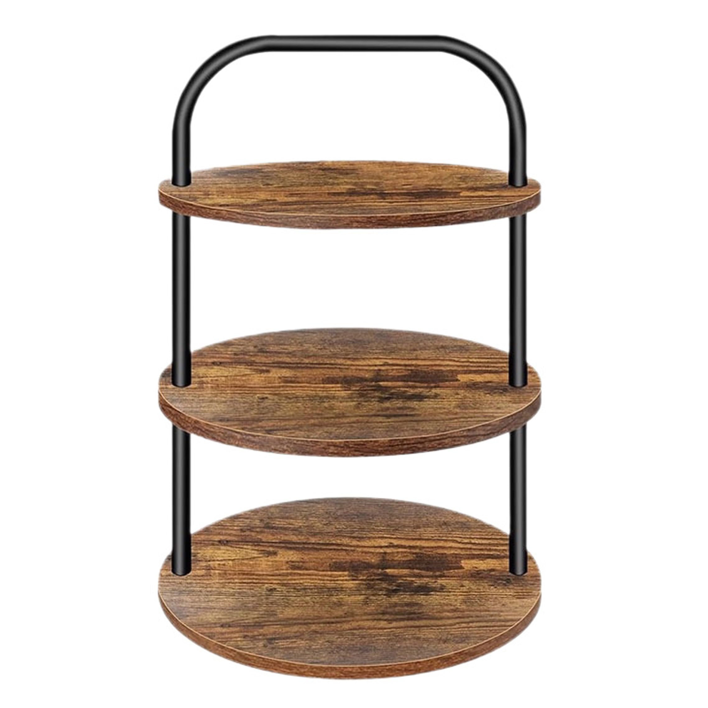 Soporte de Madera para Magdalenas, Torre de Postre de Gran Capacidad de 3 Niveles, Color Negro