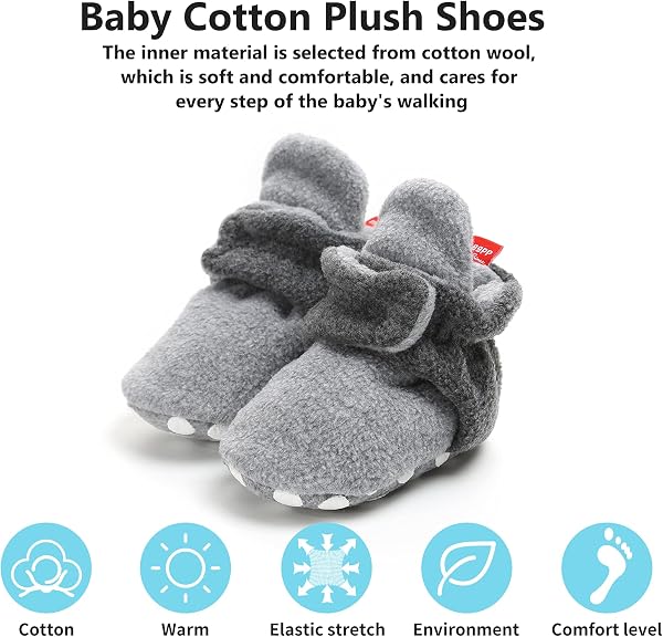 EDOTON Botas de Niño Calcetín Invierno Soft Sole Crib Raya de Caliente Boots de Algodón para Bebés - 3