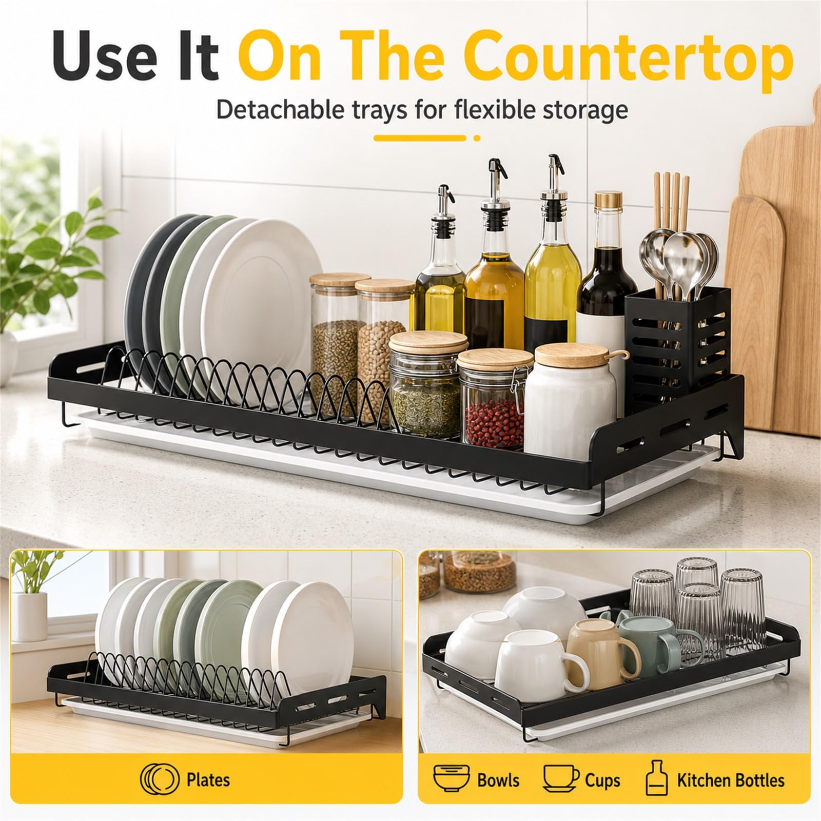 Escurreplatos sobre Fregadero,Escurridor De Platos De Acero Inoxidable,Escurridor De Platos Colgante,PrevencióN De La OxidacióN,Puede Contener Cubiertos,Platos PequeñOs Y Tazas