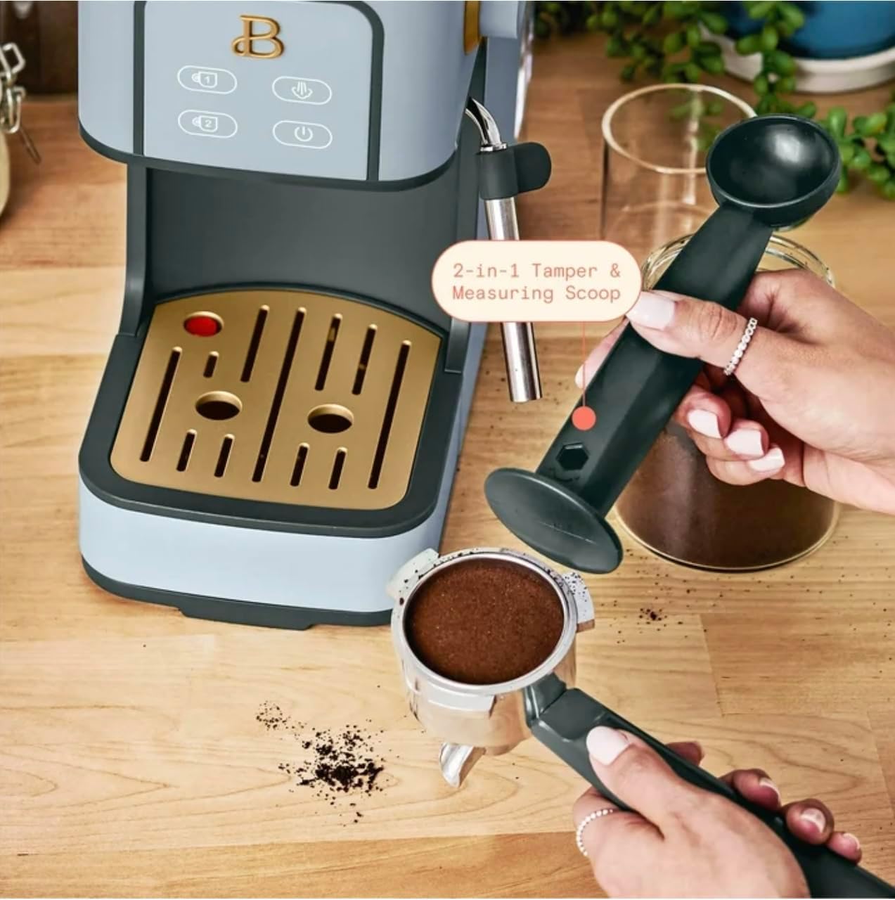 Slim Espresso Machine with 20 Bar,1-Cup Cornflower Blue by Drew Barrymore