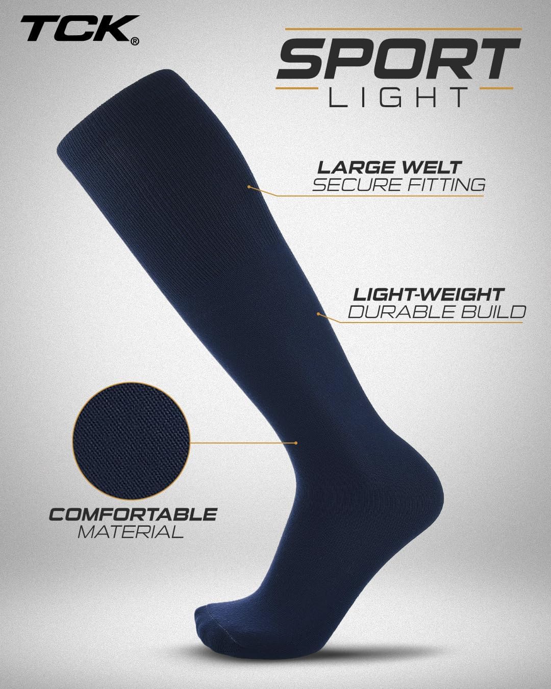 TCK Lightweight Sports Socks for Baseball Softball Football & Soccer | Youth Kids Boys Girls & Adult Sizes Light Compression