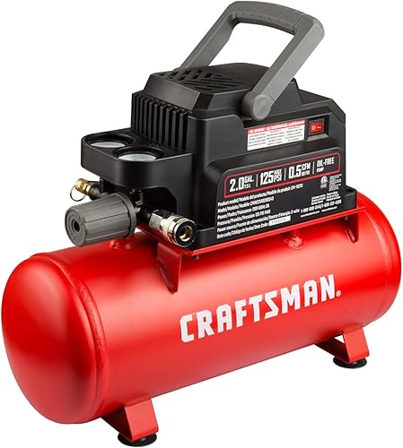 Craftsman Herramientas neumáticas, compresor de aire portátil de 2 galones 1/3 HP sin aceite Max 125 PSI Presión, Hot Dog, Modelo: CMXECXA0200243