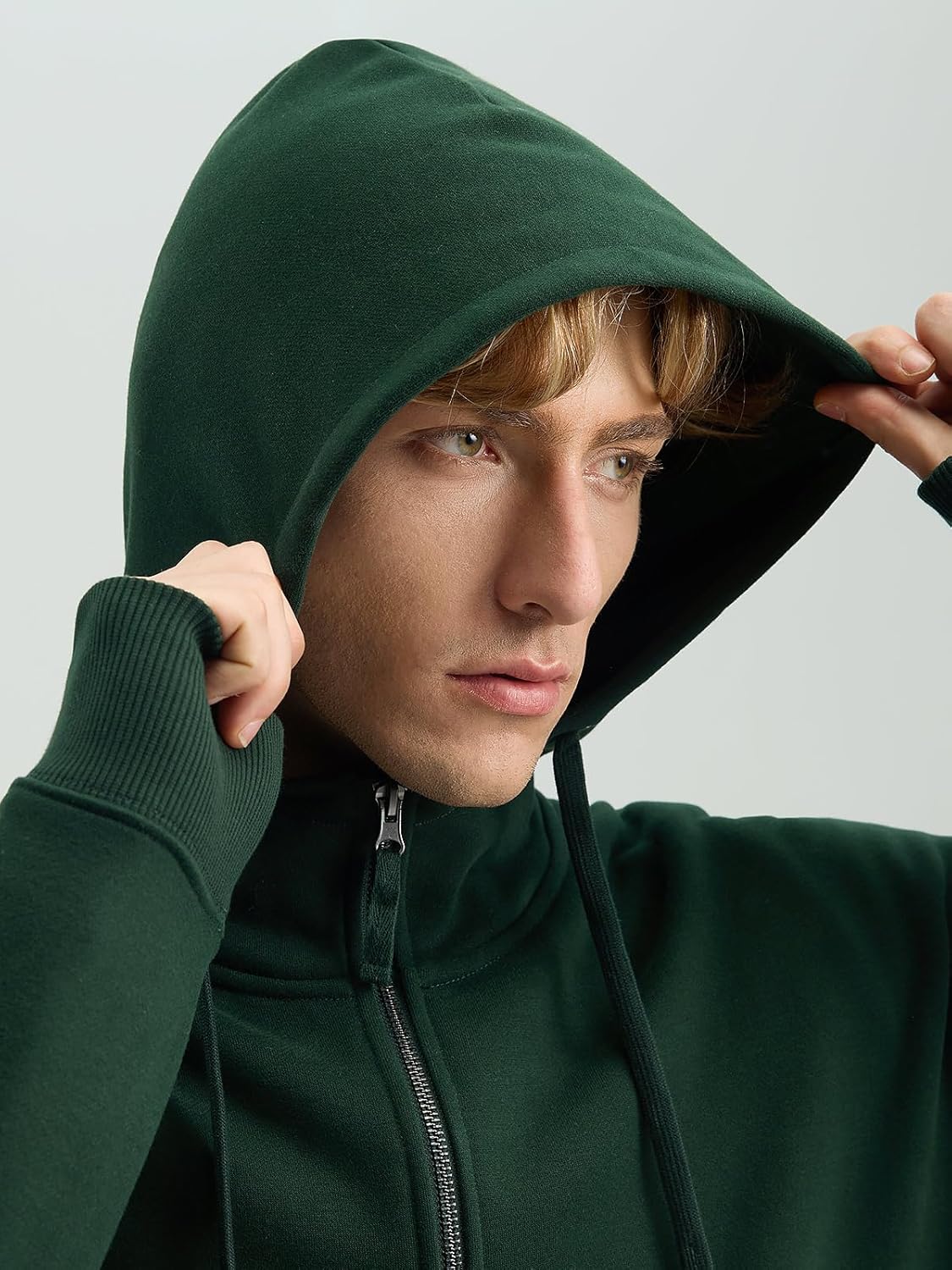 Two-Way Zip Up Hoodie Heavyweight Fleece 12.3 oz. Cotton Blend Zipper Hooded Sweatshirt for Men Women Unisex