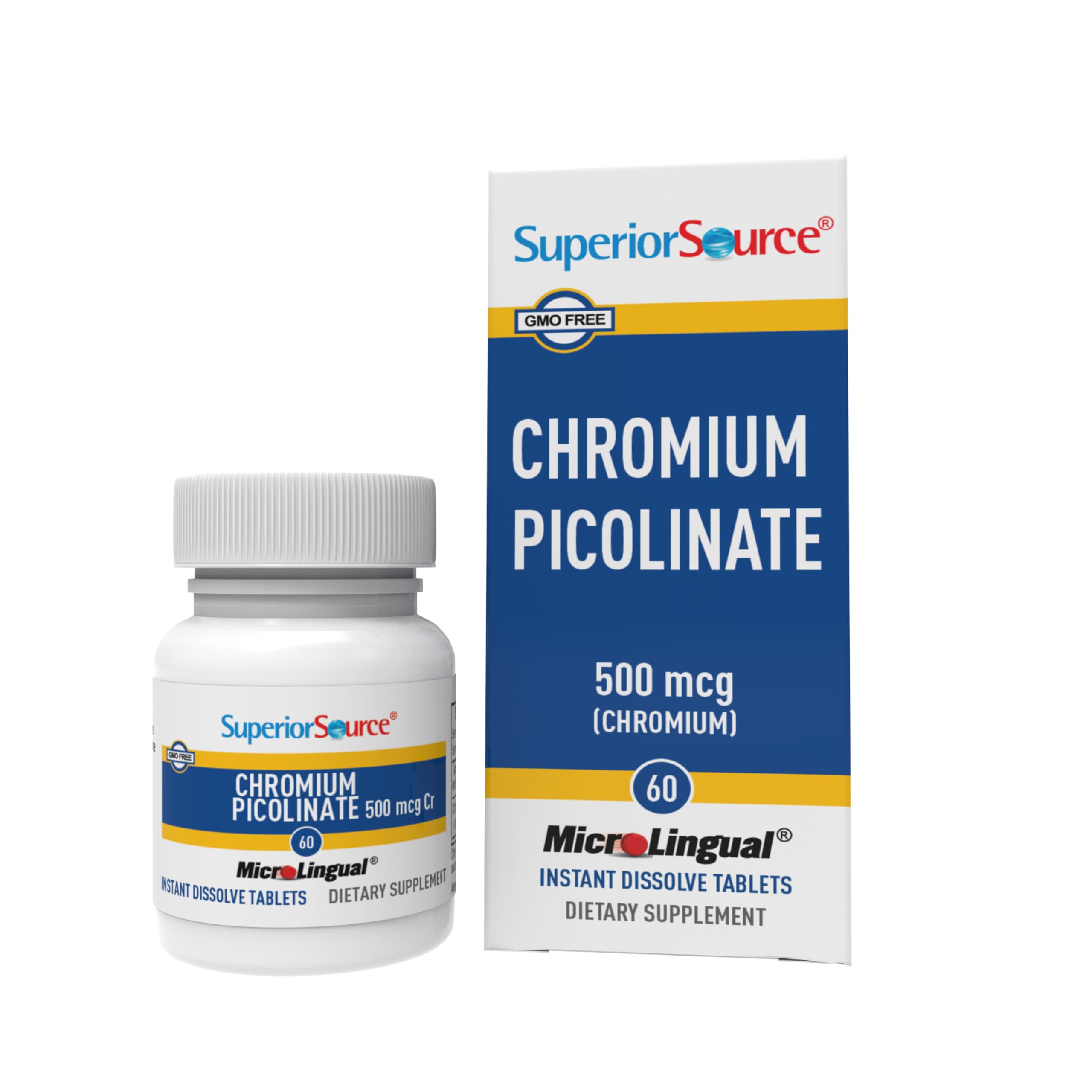Superior Source Chromium Picolinate - Supplement Formula Supports Healthy Sugar Metabolism - 500 mcg, 50 Instant Dissolve Tablets
