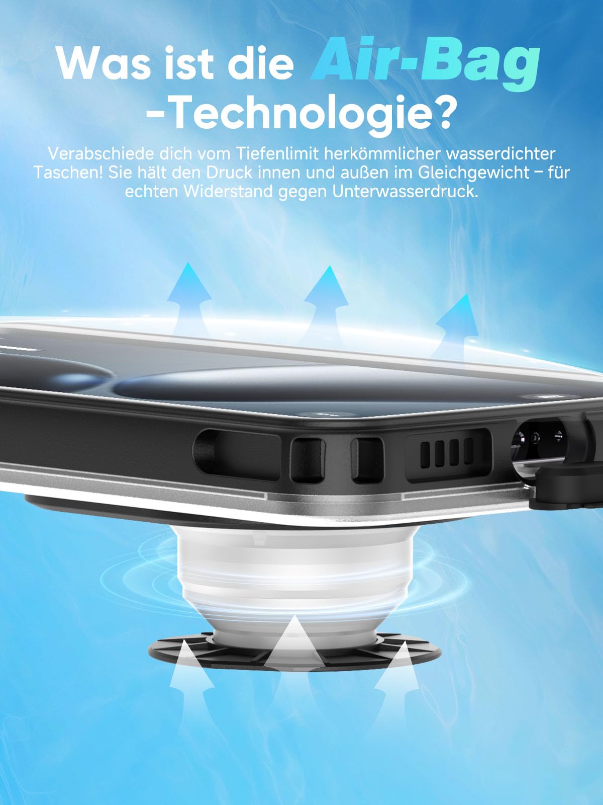 YIMONA wasserdichte Handyhülle,Upgraded IPX8 6,9 Zoll Unterwasser Handyhülle zum Schnorcheln Universal handyhülle wasserdicht,Unterwasserbildschirm berührbar,Full-HD Bildschirm (Schwarz)