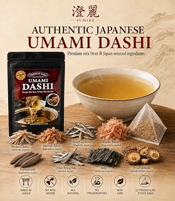 SUMIRE Premium Umami Dashi (8g x 12 Sachets) | 100% Japan-Sourced Ingredients Hokkaido Kelp, Shizuoka Mackerel, Kagoshima Bonito | No MSG, No Preservatives | Authentic Umami Soup Base for Ramen, Miso Soup & Hot Pot