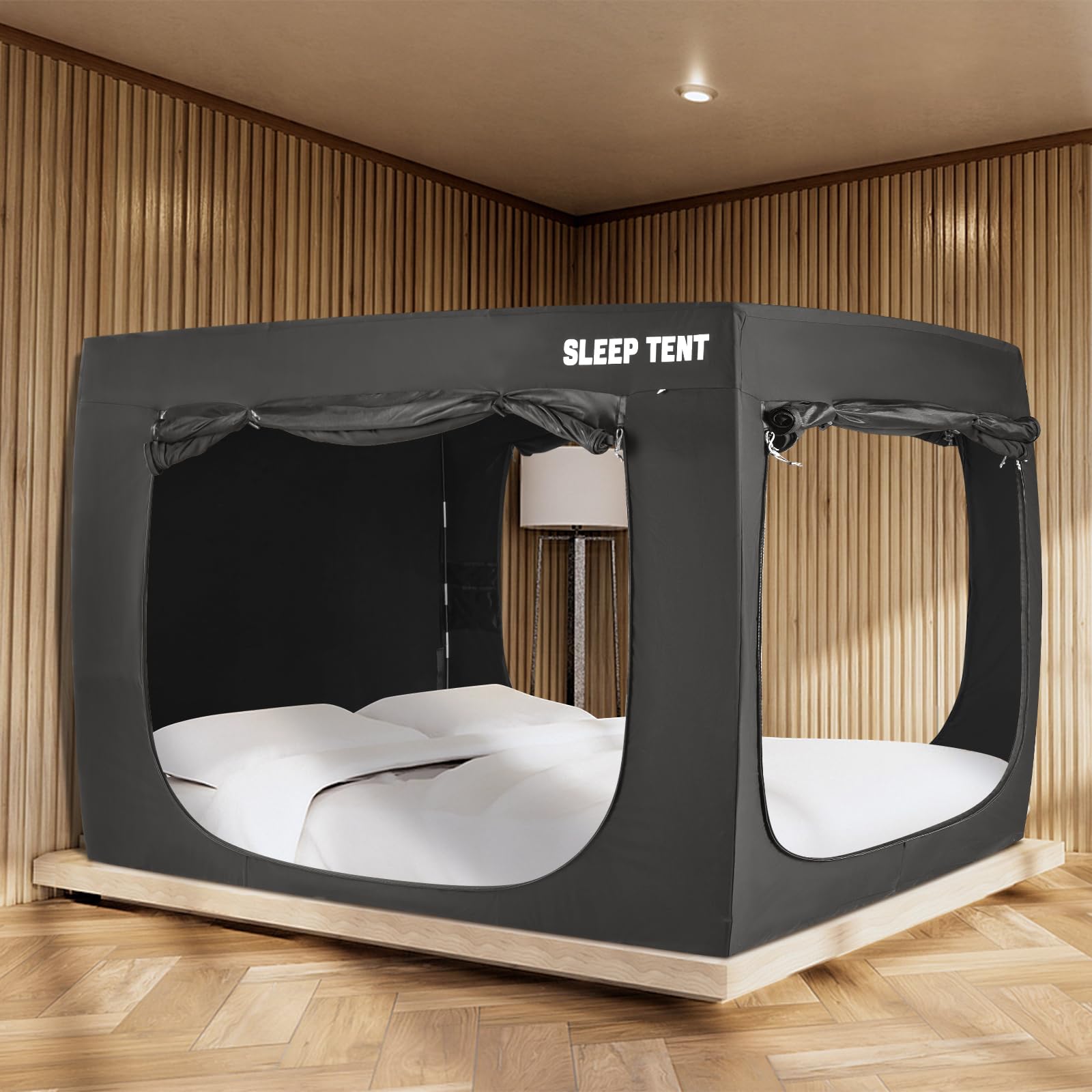 BORNA Bed Canopy Twin Size Bed Tents,Portable Dream Tent Indoor Sleeping Tents Reduced Light 98% Blackout Tents Breathable Privacy Spac for Adult and Kids (Mattress Not Included)