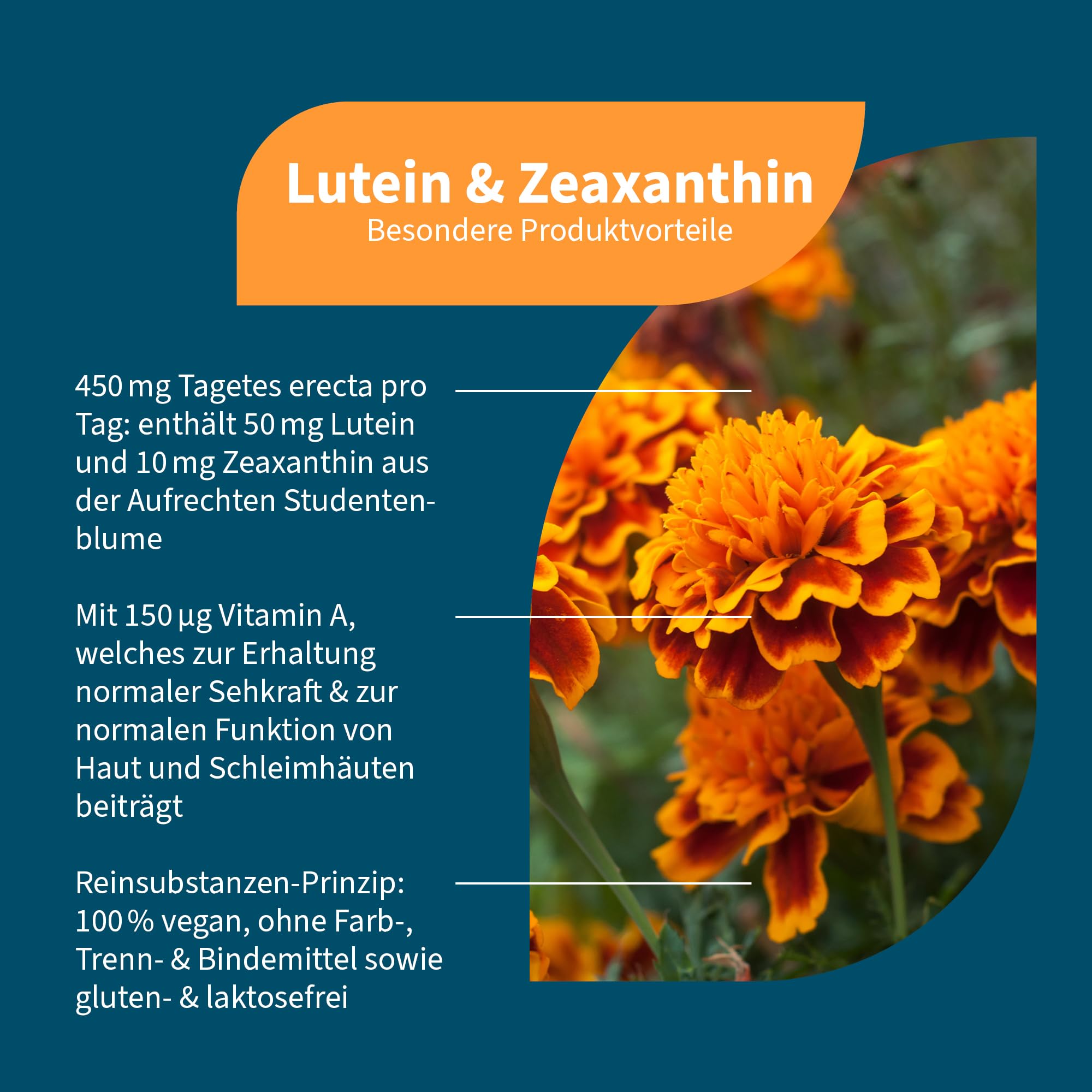 NatuGena Lutein & Zeaxanthin, aufrechten Studentenblume (Tagetes erecta), Carotinoide (sekundären Pflanzenstoffen), Vitamin A, 60 Kapseln (1 Monats Packung)