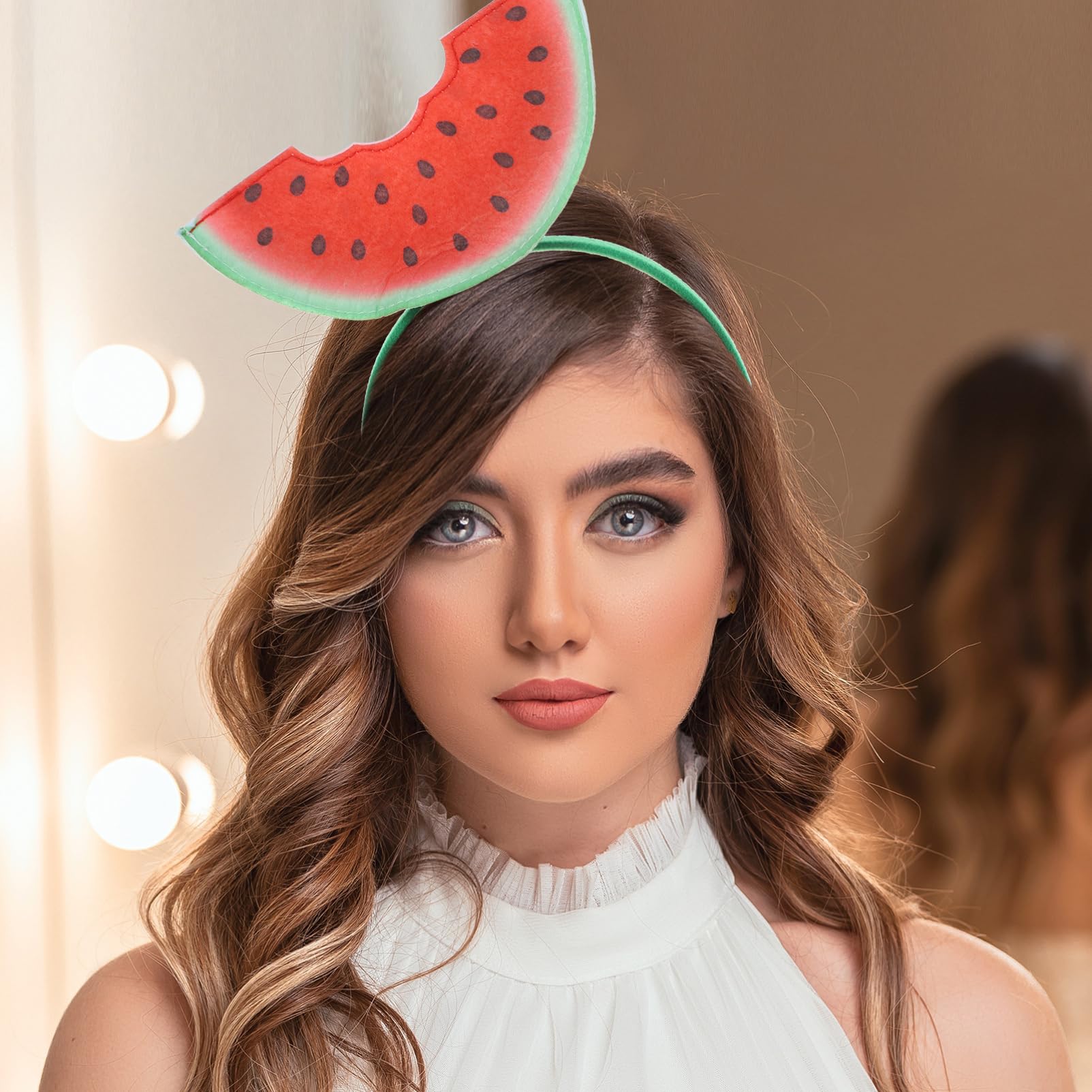 CLISPEED Watermelon Headband for Adult, Summer Bopper Headpiece, Felt Cloth Hair Accessory for Party Decorations, Red - Image 2