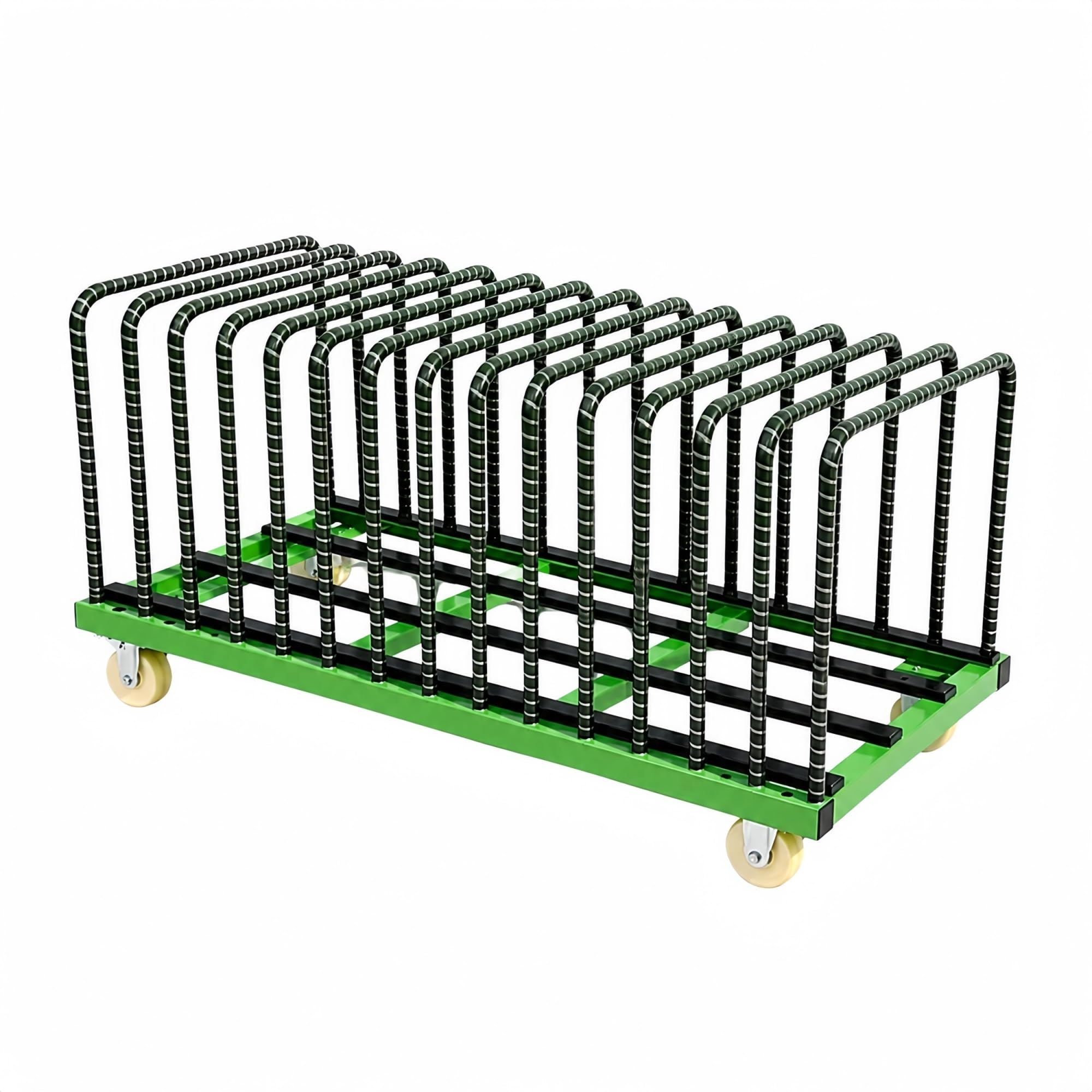 Plattenwagen Mit Vier 5-Zoll-Nylonrollen | Mit Herausnehmbaren Trennwänden For Glas, Steinplatten Und Holzplatten(22-Slot High)
