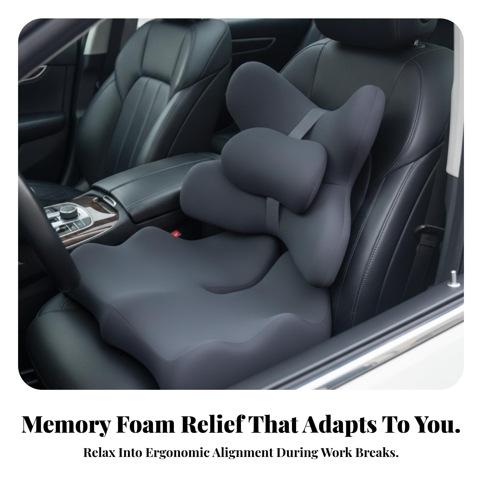 Cuscino in Memory Foam Resistente | benessere Duraturo, Cuscino per Sedile in Memory Foam, Ortopedico, Ufficio, Auto, Autisti, Studenti, Grigio Chiaro
