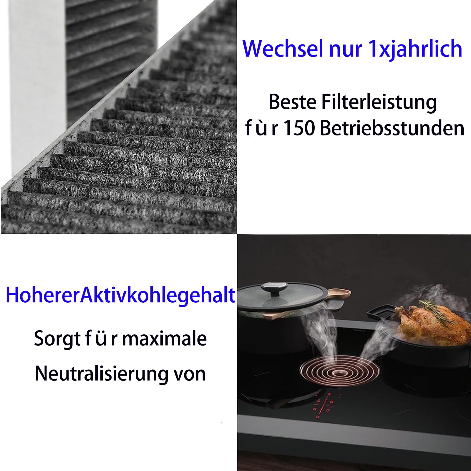 8 Stück Aktivkohlefilter passend für Siemens Clean Air HZ9VRCR0, HZ9VRCR1, HZ9VRUD0, 17004796, 17004798, 17007505, Umluftersatzfilter Zubehör