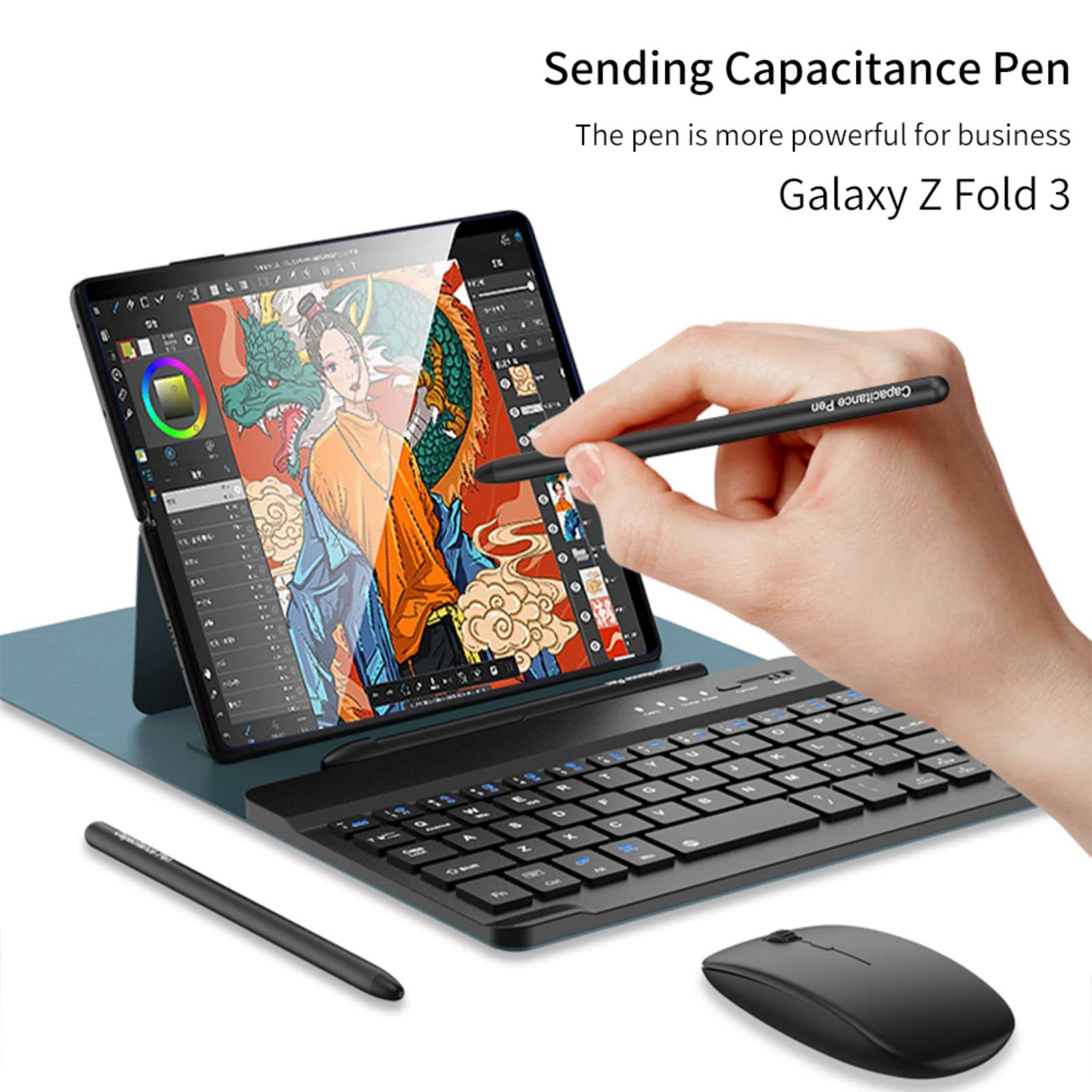 Etui Custodia do klawiatury Mate X5 + myszy + regulowany kąt odwrócenia Folio + długopis + gniazdo pióra, etui na klawiaturę do Huawei Mate X5(1)