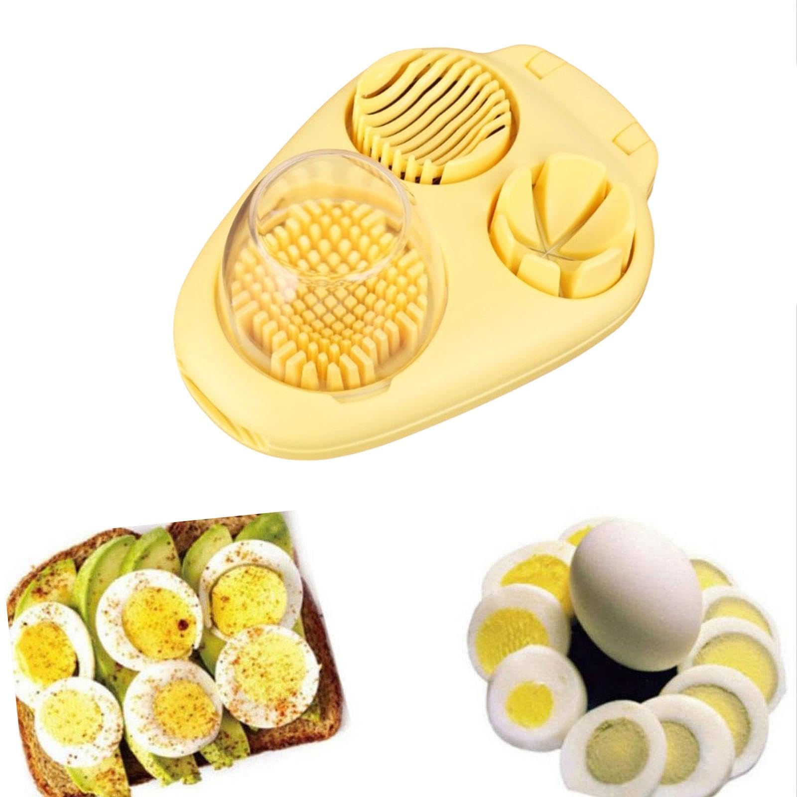 Eierschneider für hart gekochte Eier mit Behälter, 3-in-1-Schneider, Würfelkeil für Kiwi-Pilz, Erdbeersalat, Vorbereitung, 20 x 14,5 x 8 cm