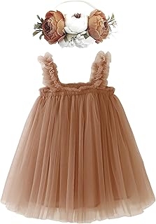 Layered Tulle Tutu Dress for Toddler Girls,Baby Girl Rainbow Tutu Princess Skirt Set with Flower Headband. - Buy now