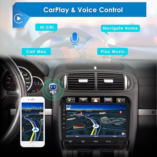 Miniatura 6 de Hizpo Receptor de radio de coche Android 10 para Porsche Cayenne 2002-2010, pantalla táctil de 9 pulgadas estéreo de coche con Carplay, compatible