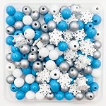 120 Pieces Christmas Wood Beads Winter Snowflake Colorful Wood Beads Rustic Farmhouse Wooden Beads for DIY Craft Bead Garland Home Decor (Snowflake)