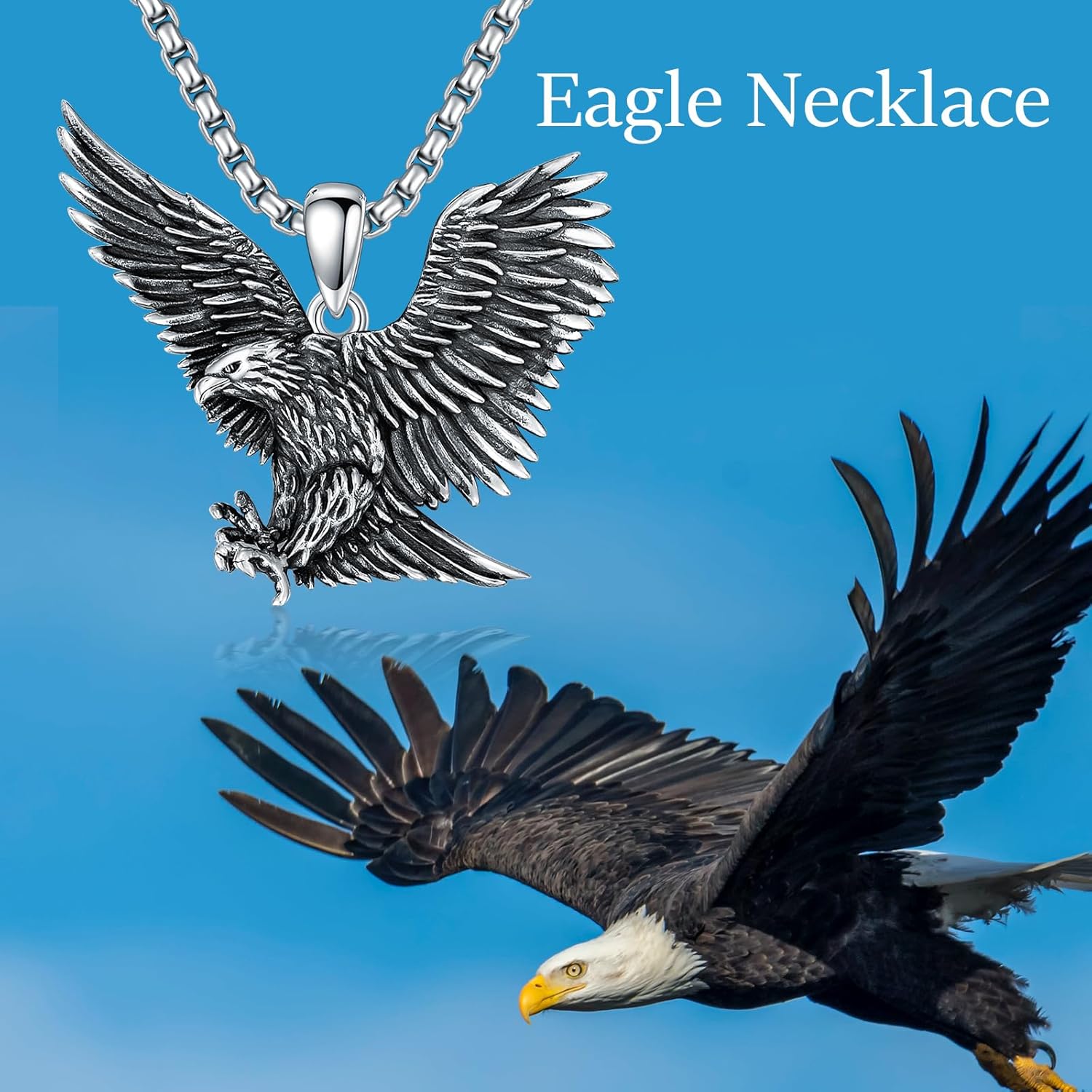 Eagle Necklace 925 Sterling Silver Eagle Pendant Jewelry for Men - Image 7