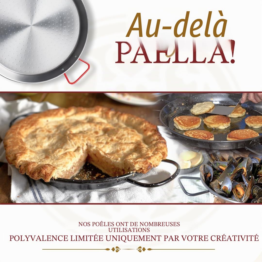 Garcima Poêle à paella en acier poli, gris, 45 cm, 1 pièce
