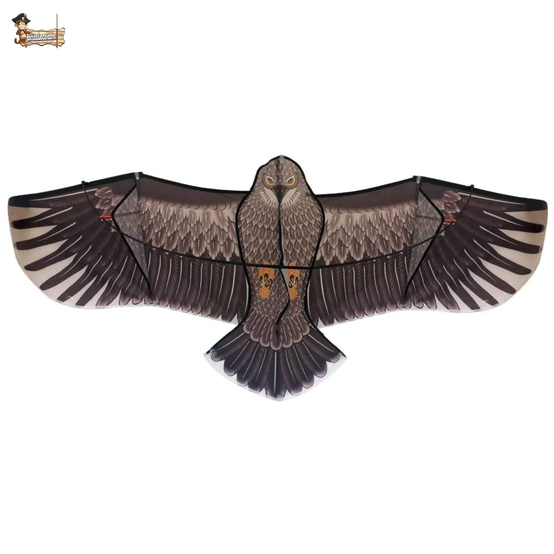 BricoLoco Lote 2 uds. Cometa halcón de Vela espantapájaros para huerto y jardín. Espantapájaros eólico. Ahuyentador, Anti Palomas y Aves. Ideal Parcelas 500 Metros o Mayores.