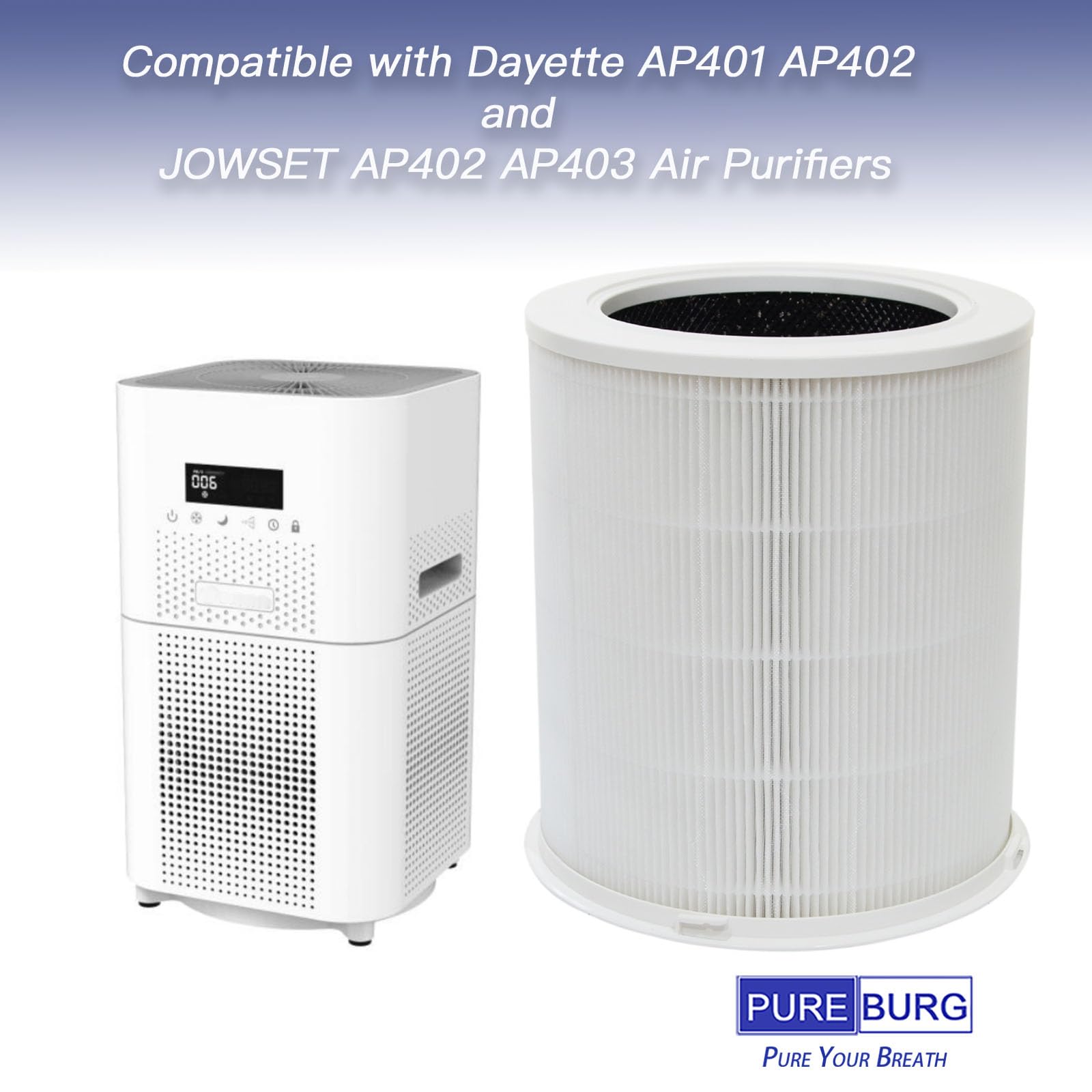 PUREBURG 182550 Replacement Filter Compatible with Bionair BAP536UV-U Air Purifier PUREBURG 182550 Replacement Filter Compatible with Bionair BAP536UV-U Air Purifier