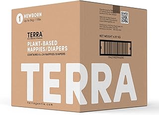 Terra Size 1 Newborn Diapers: 85% Plant-Based Diapers, Ultra-Soft & Chemical-Free for Sensitive Skin, Superior Absorbency ...