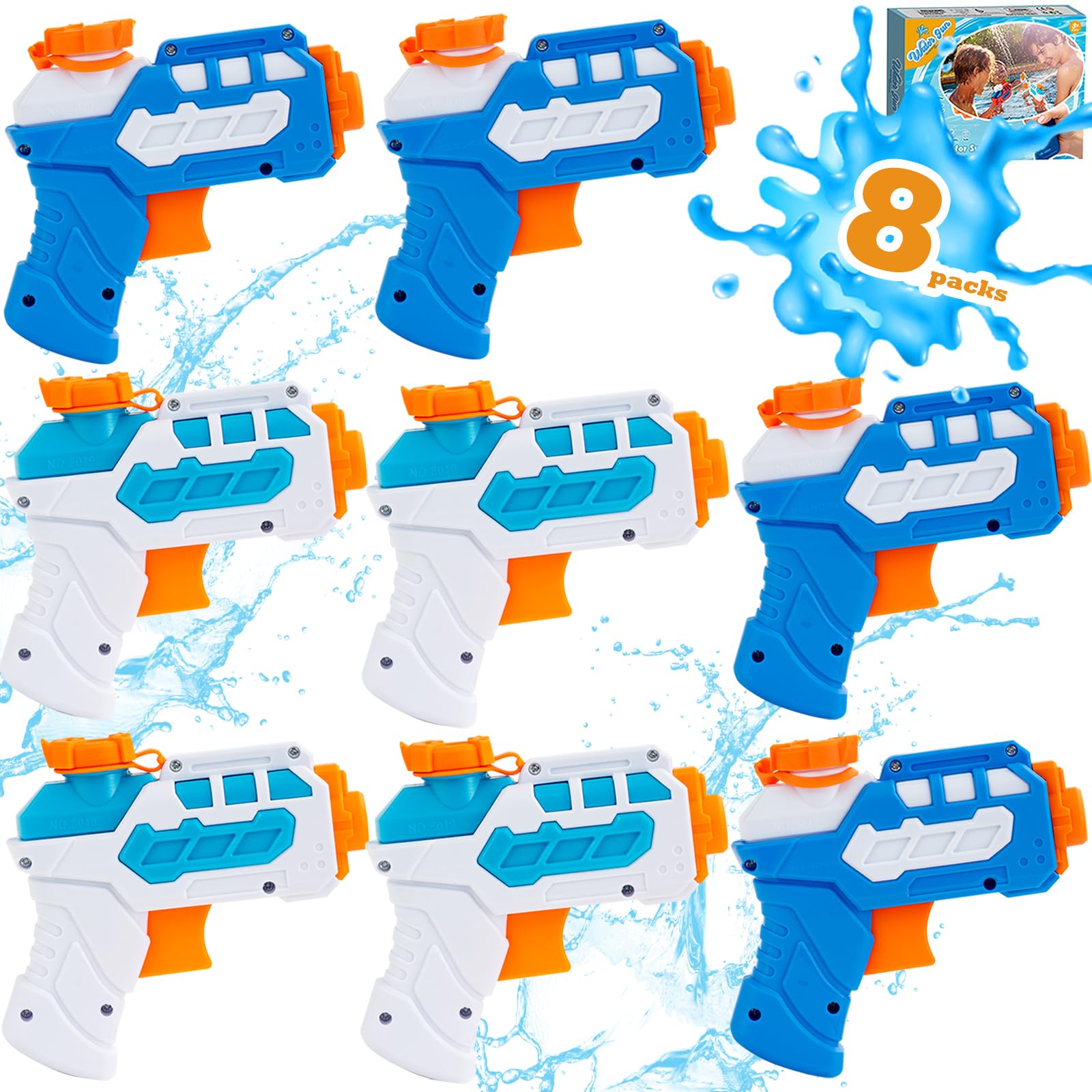 8 Pack Water Pistols for Kids, Small Mini Water Squirt Gun for Summer Pool Garden Beach, Birthday Party Favors Fillers for Boys Girls Outdoor, Training Toy for Dog Cat