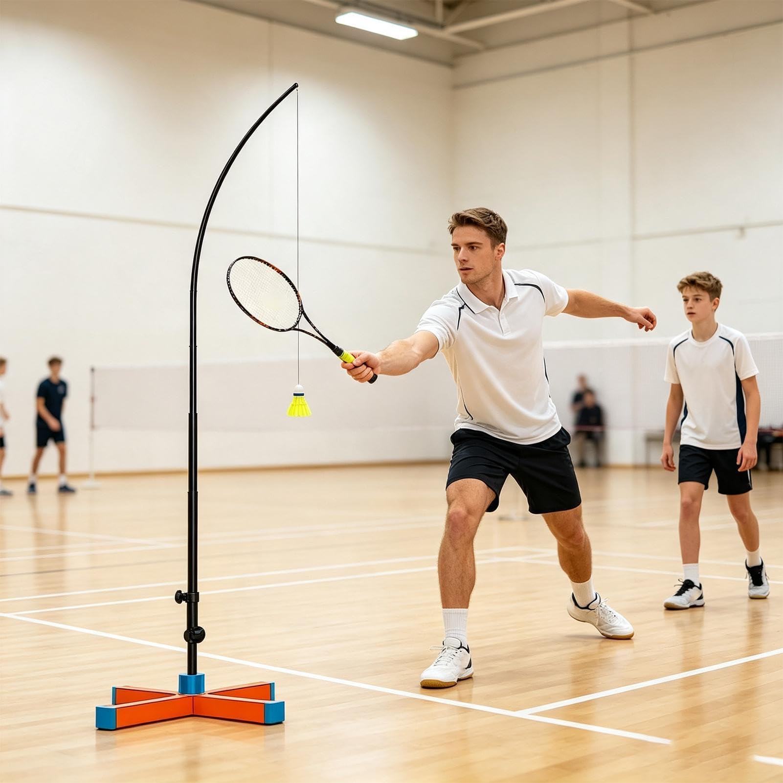 Strumento di auto-esercizio per rimbalzo automatico per badminton | Badminton Strumento di auto-allenamento per interni ed esterni, casa, cortile, donne, uomini, adulti e bambini