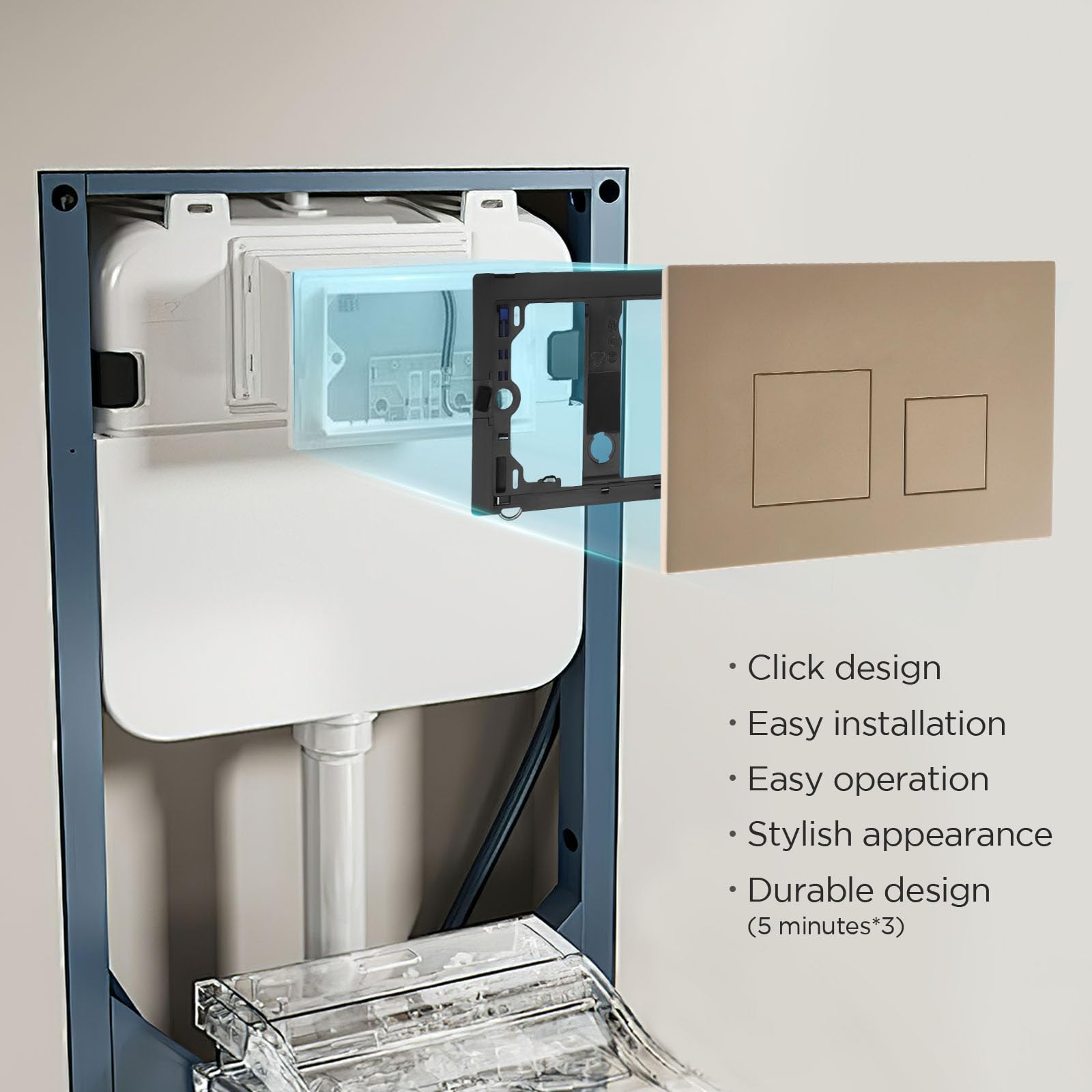 Piastra di controllo WC sospesa, compatibile con Geberit Sigma 20, UP300 & UP320, con sistema a doppia caccia, silenziosa, durevole e a risparmio di acqua