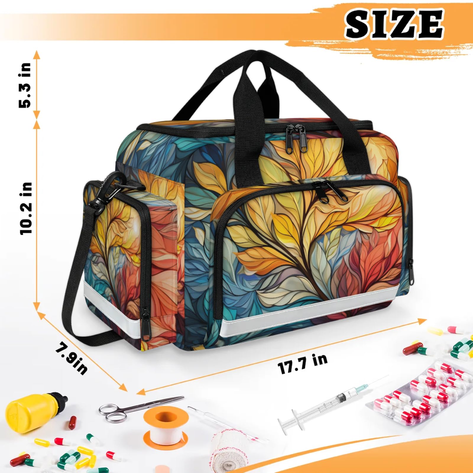 GzLeyigou First Aid Bags Empty, Maple Leaves Emergency Bag First Aid Kit Multiple Compartment Kit Carrier On Call Trauma Bag For Paramedics Emergency Medical Supplies Kit