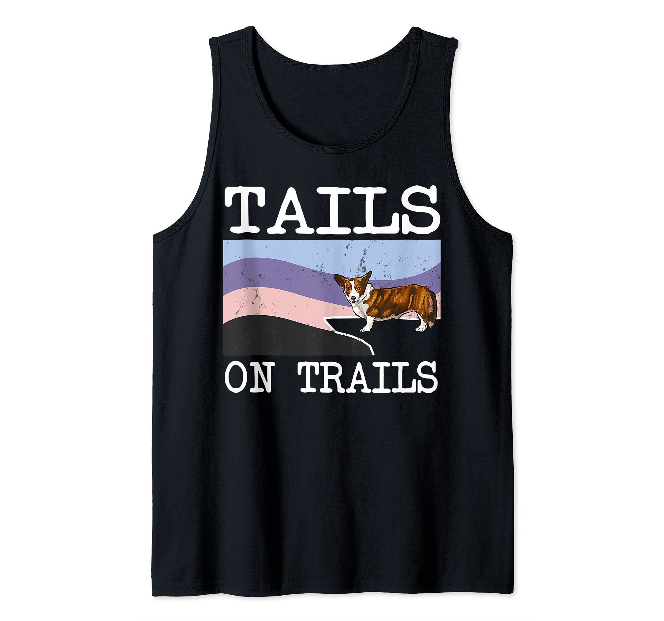 Cardigan Welsh Corgi Tails On Trails Funny Dog Hiking Tank Top, Black