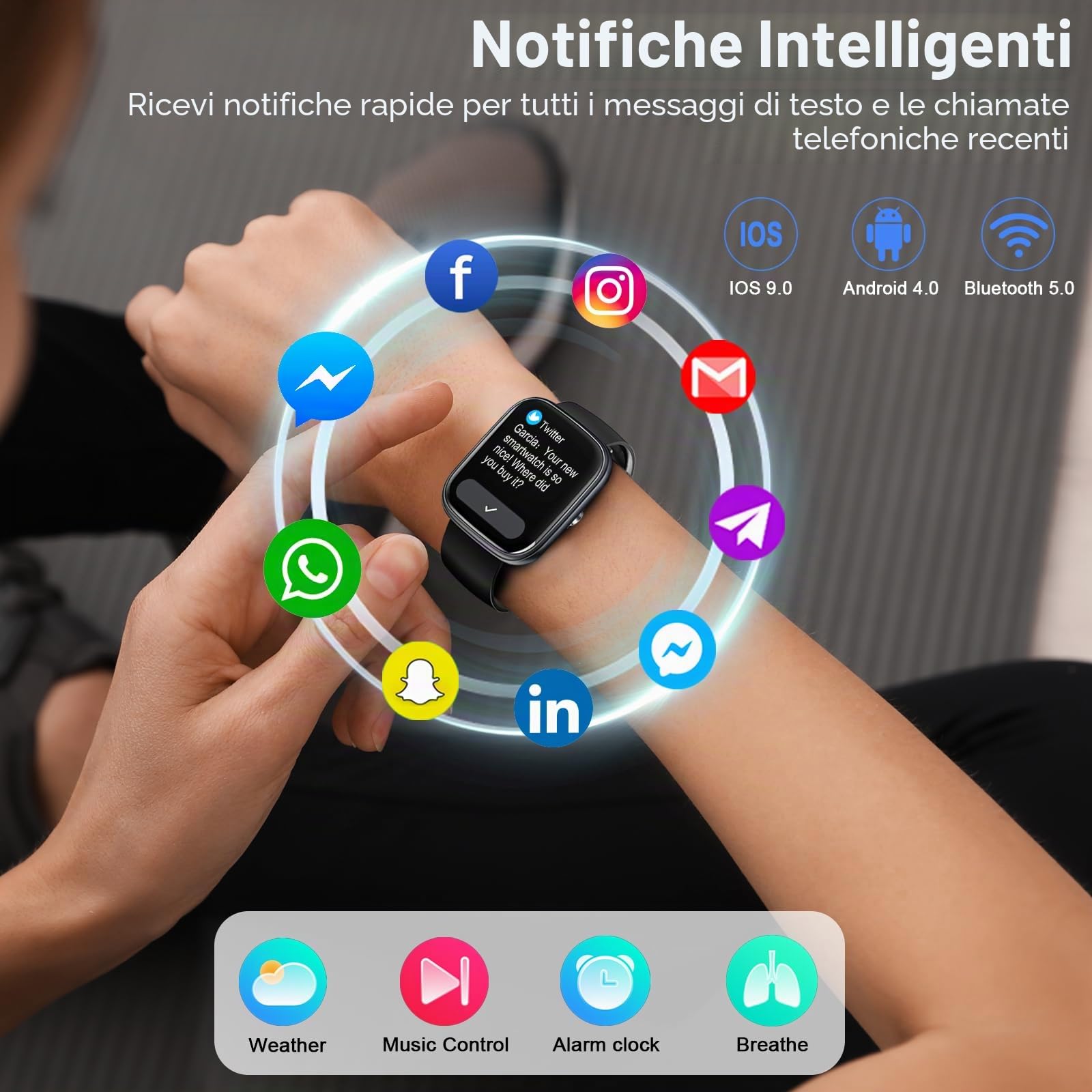 Smartwatch Uomo Donna, 1.91"HD Orologio Smartwatch con Effettua/Risposta Chiamate, Contapassi/Cardiofrequenzimetro, Orologio Fitness Tracker SpO2 Sonno, Impermeabile IP68 113+Sportive per Android iOS