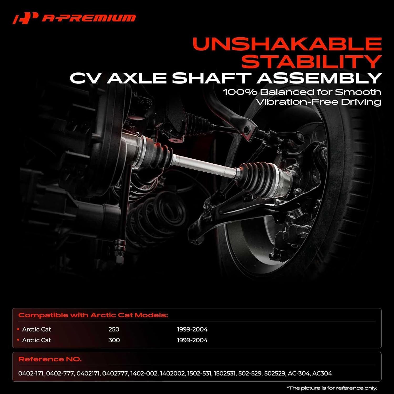A-Premium Pair (2) Rear CV Axle Shaft Assembly Compatible with Arctic Cat 250 2x4/4x4, 300 2x4/4x4/4x4 MRP, 1999-2004, Driver and Passenger Side, Replace# 1402-002, 1502-531